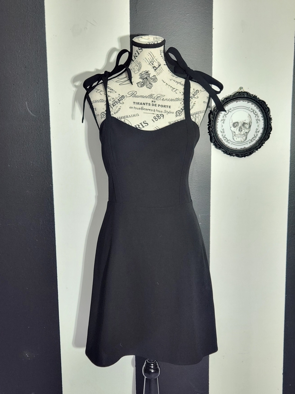 Sunday Best Black Tie-Shoulder A-Line Mini Dress